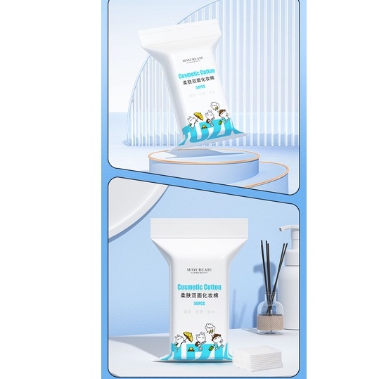 Bông Tẩy Trang 03 Lớp Cotton MayCreate Thấm Hút Nhanh Mềm Mịn Dai Surica BTT03 (50c)