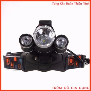 Đèn pin đội đầu 3 bóng led t6- siêu sáng, kèm 2 pin, kèm sạc