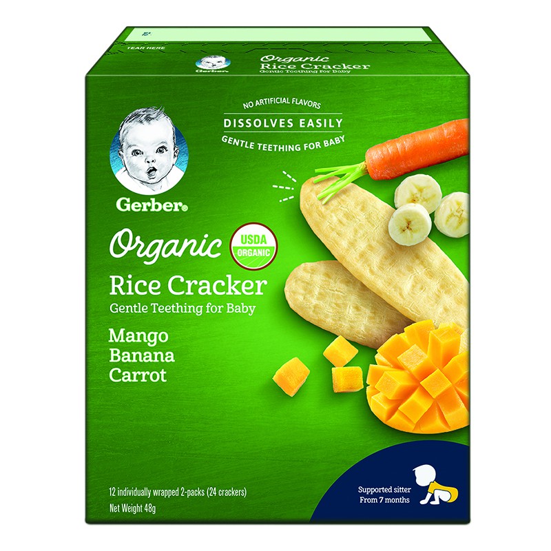 Tặng bộ chì 24 màu] Combo 2 Gerber Rice Cracker Chuối Xoài Cà Rốt và Táo Việt Quất Củ Cải Đỏ | Shopee Việt Nam