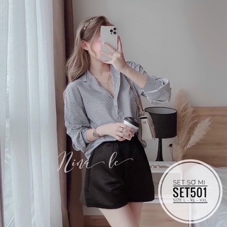 [ CHUBBY BIGSIZE ] Set áo sơ mi + quần Phi