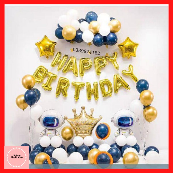 Trang trí sinh nhật cho bé trai 🎈TẶNG BÓNG SỐ🎈 Set bóng trang trí sinh nhật bé trai chủ đề phi hành 