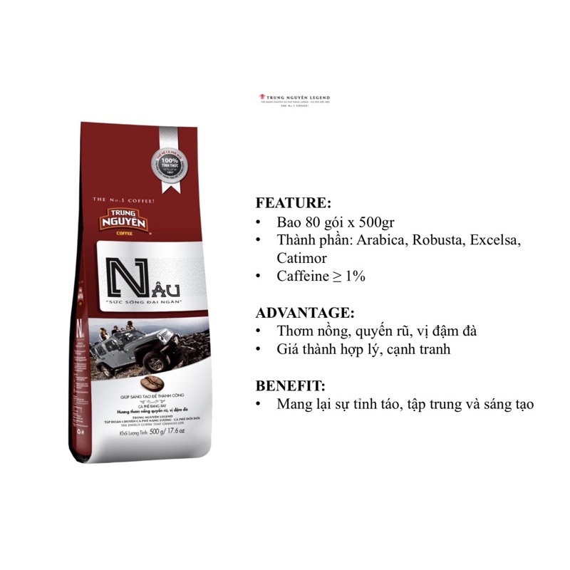 Cà phê Sức sống Nâu - 500gr CÀ PHÊ TRUNG NGUYÊN GIÁ SỈ