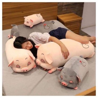 gấu bông to gối ôm heo híp size đại 1m1 Bông gòn trắng mềm mại Co giãn 4 chiều. [ siêu rẻ]