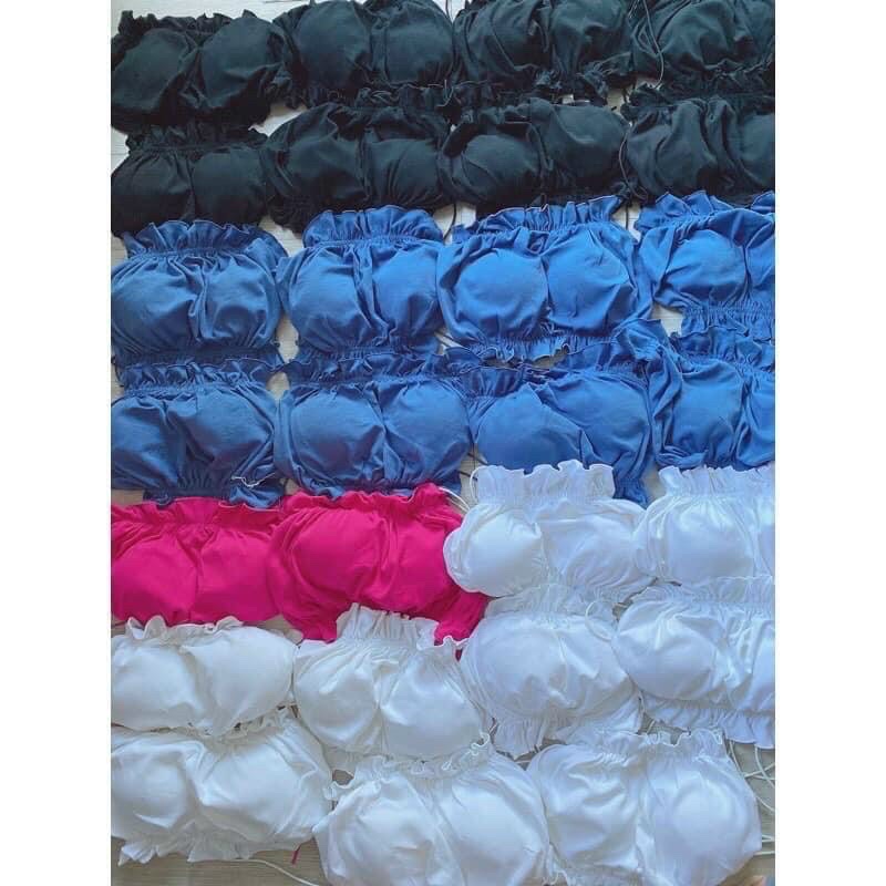 Áo croptop mút ngực hở lưng dây bún siêu xinh- chất kate Nhật mềm mịn, dày dặn- giá sĩ