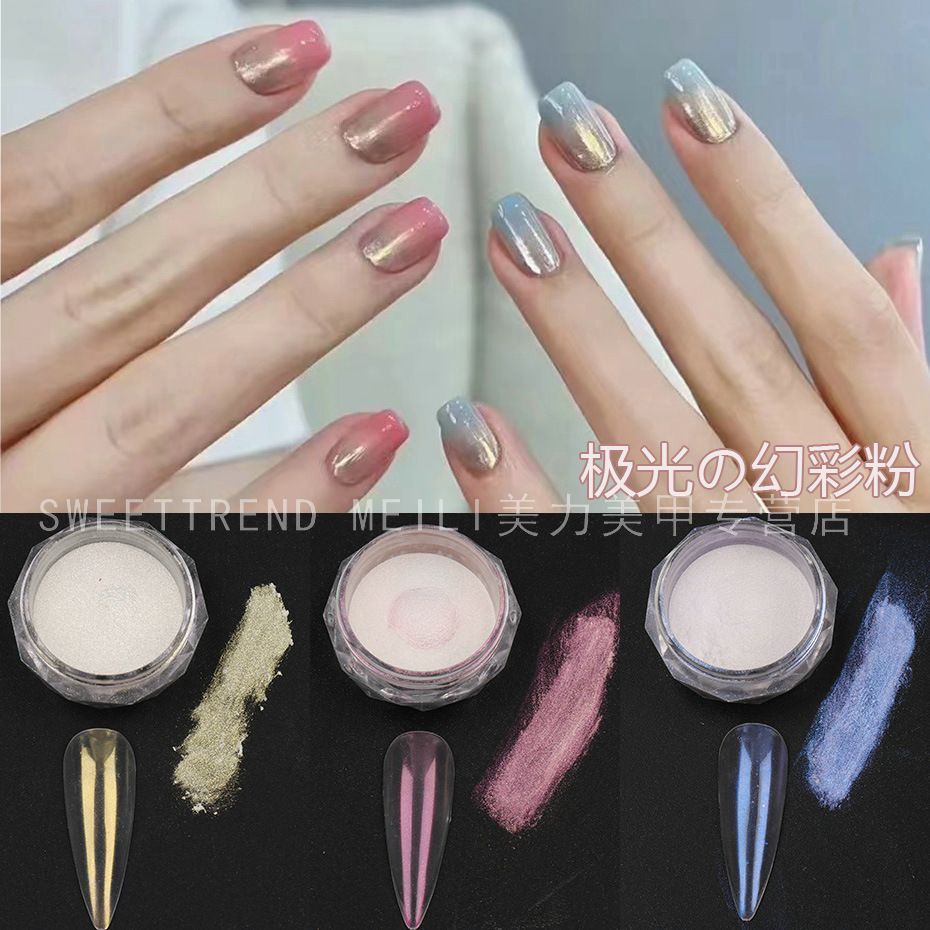 Bột Tráng Gương Màu Trắng Ngọc Trai Kim Tuyến Dùng Để Trang Trí Móng Nghệ Thuật