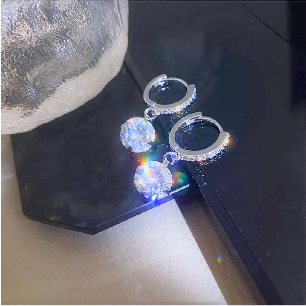 Khuyên tai bạc nữ cao cấp đính đá sang trọng. chất liệu bạc ta không rỉ