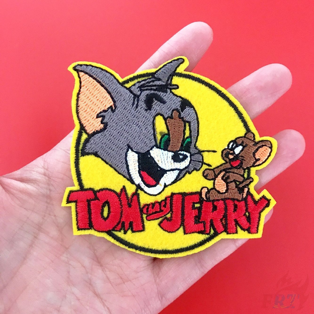 ☸ Sticker Ủi Thêu Hình Hoạt Hình Dễ Thương ☸ 1 Sticker Ủi Thêu Hình Mèo Và Chuột