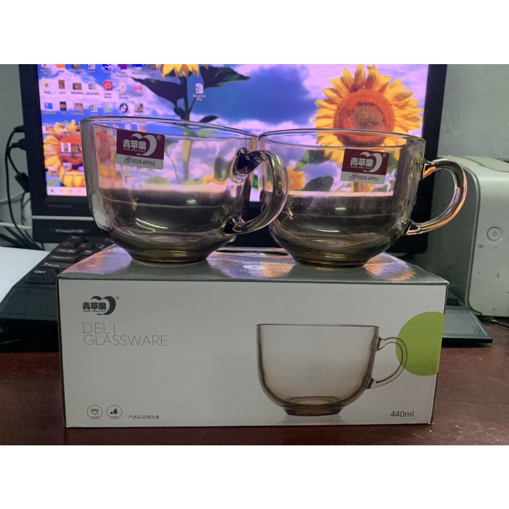 Ảnh thật - Video - Cốc thuỷ tinh màu Hổ phách, cốc ăn sinh tố, ngũ cốc Happy shop 888