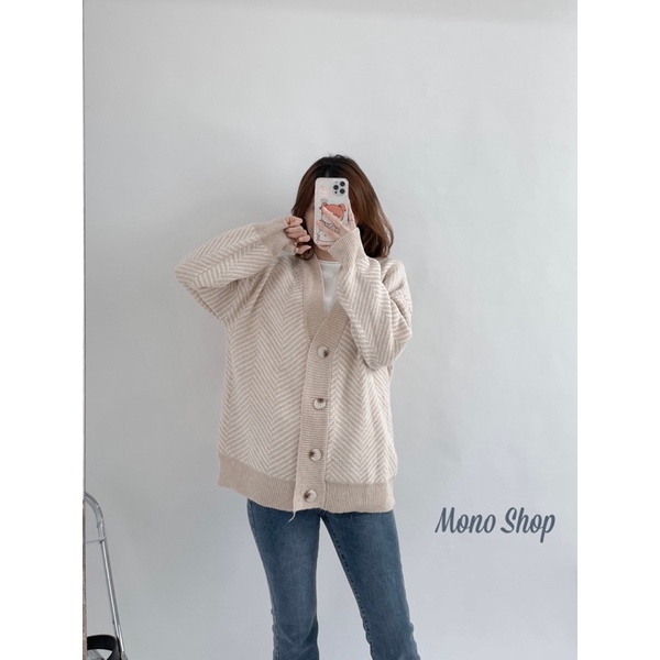 áo khoác cardigan len nữ dáng dài kẻ sọc hàn quốc (Ảnh thật/ sẵn) | BigBuy360 - bigbuy360.vn