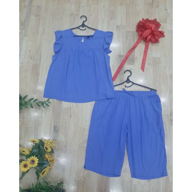 Bộ tole/lanh nữ quần LỬNG áo cánh tiên size XL, XXL, vnxk siêu đẹp, đồ bộ mặc nhà. Bộ tole nhiều màu HOA 10 GIO