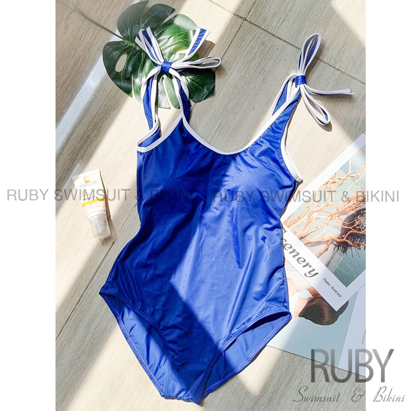 Bikini Đồ Bơi Một Mảnh Liền Thân Nơ Vai Màu Xanh Biển Dễ Mặc Freesize <57Kg RUBYR09 | BigBuy360 - bigbuy360.vn