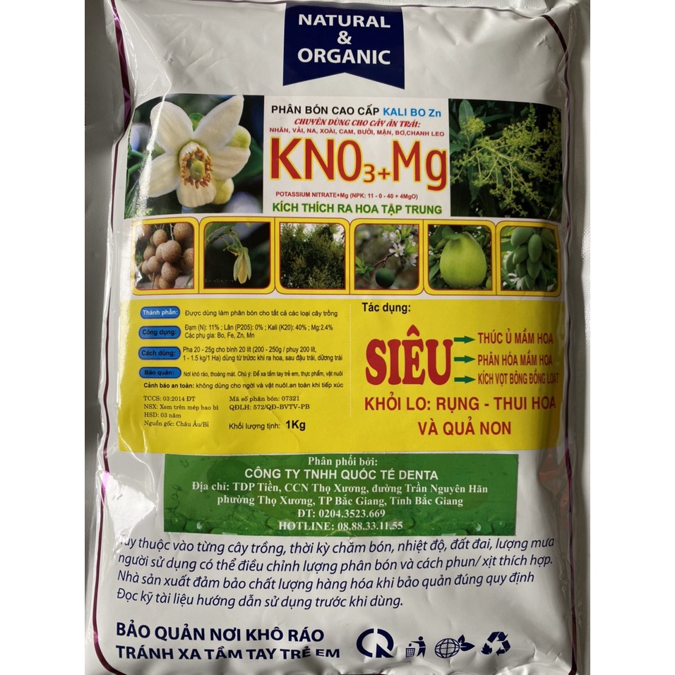 Phân bón KNO3 - Thúc ủ mầm hoa kích ra hoa ra bông đồng loạt (túi 1kg)