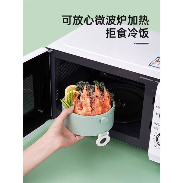 Cà Mên Giữ Nhiệt Hộp Đựng Thức Ăn 2 Tầng Gourmet 2200ml Có Tay Cầm Lõi Inox 304 Cao Cấp - tặng Kèm Muỗng