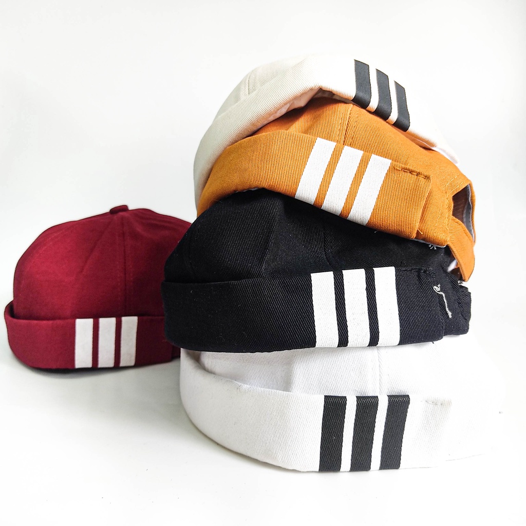 Mũ lưỡi trai Miki tròn không vành 3 sọc nam nữ, nhiều màu sắc, chất liệu cotton phong cách Hàn Quốc hợp thời trang