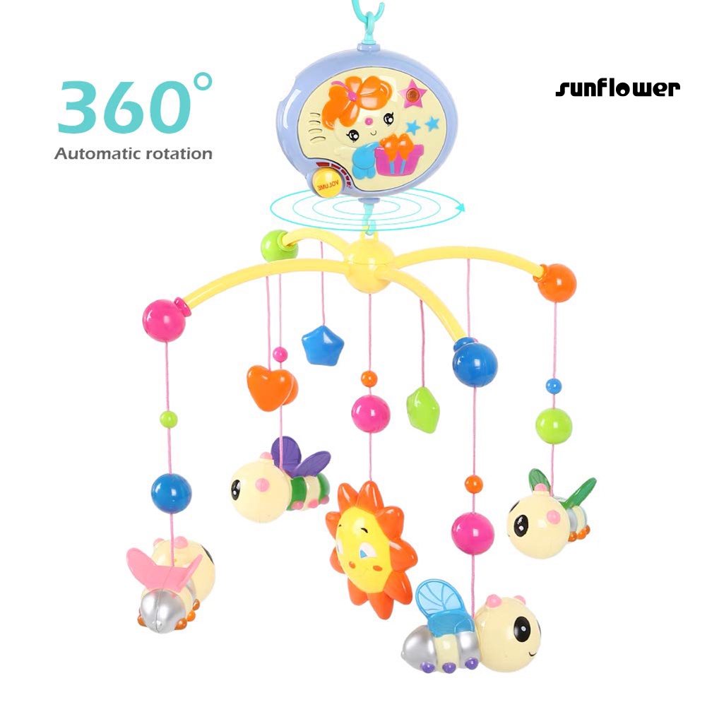 Kid Baby Musical Crib Bed Cot Mobile Bee Animal Pendants Nusery Lullaby Toy /YEWJ/
