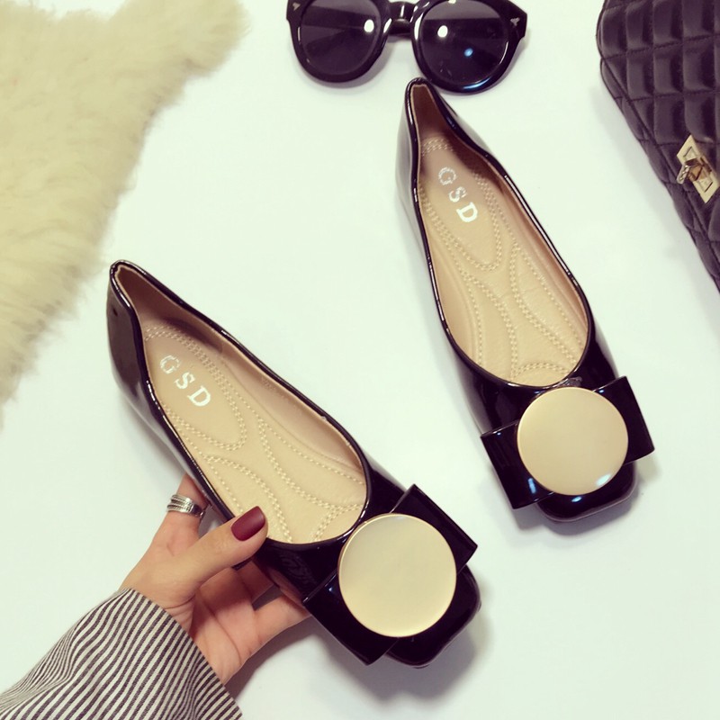 Giày Búp Bê Mũi Vuông Đính Khóa Kim Loại Xinh Xắn Cho Nữ | BigBuy360 - bigbuy360.vn