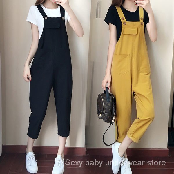 Set Áo Thun Ngắn Tay + Quần Yếm Thời Trang Hàn Quốc Cho Nữ 200o | BigBuy360 - bigbuy360.vn