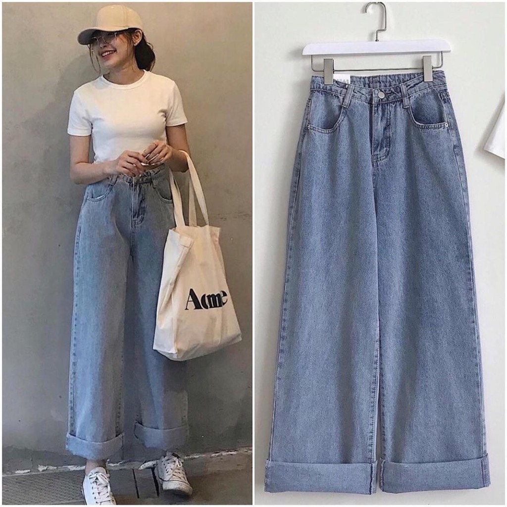 QUẦN JEANS NỮ ỐNG RỘNG FOM DÁNG ĐẸP