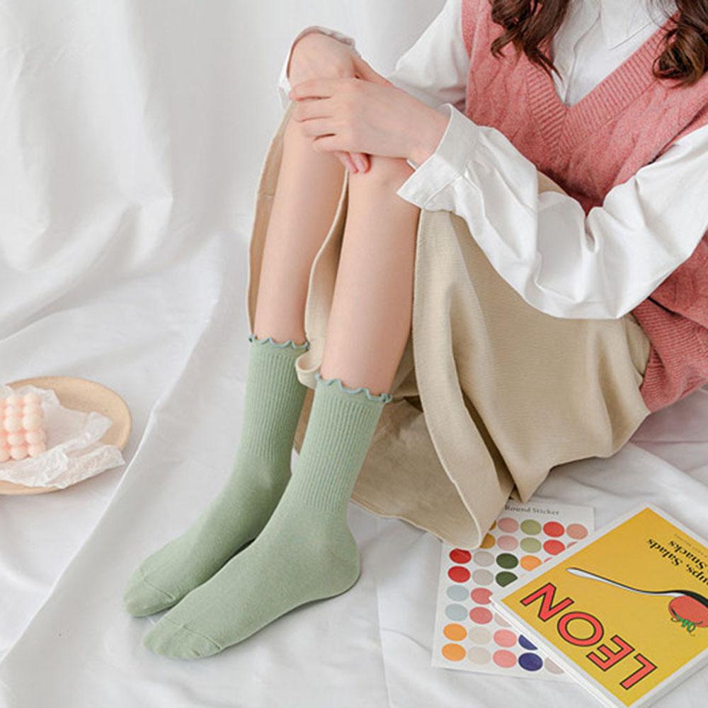 Vớ Cotton Màu Trơn Phong Cách Harajuku Cá Tính Cho Nữ