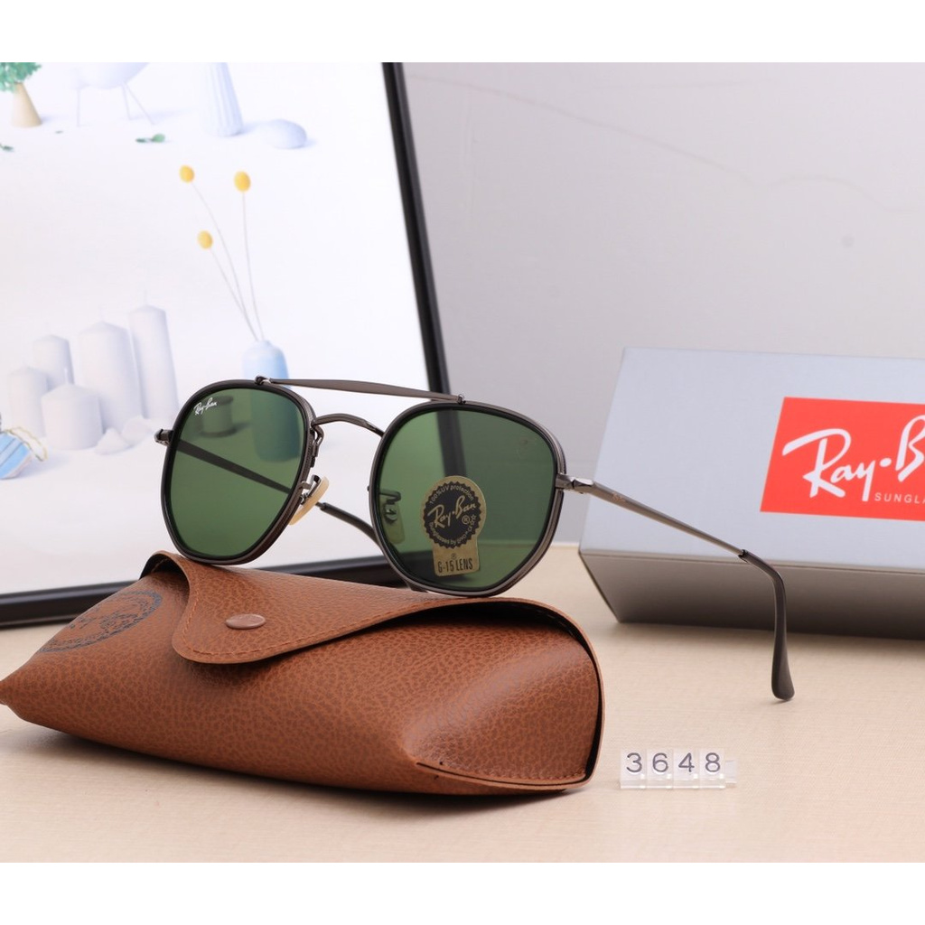 (COD Available) Ray-Ban_ Kính râm Clubmaster Large Metal 2021 Châu Âu và Mỹ Người hâm mộ Kính râm Nam và Nữ Lái xe Du lịch Kỳ nghỉ Bảo vệ tia cực tím Kính râm đi biển