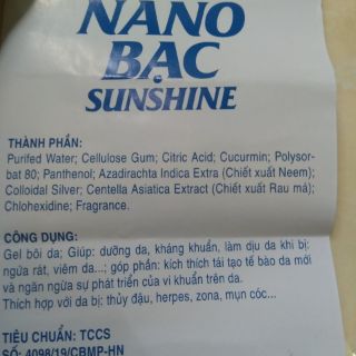 Gel Nano bạc sunshine