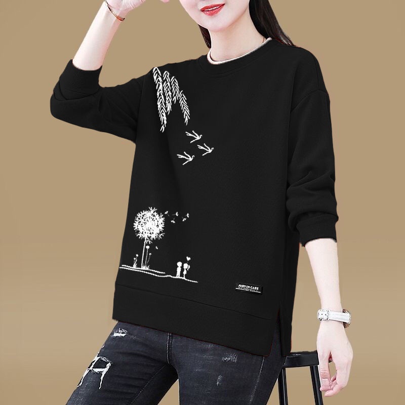 Áo Nỉ Cổ Tròn Dáng Dài Cỡ Lớn Phong Cách Phương Tây Thời Trang 2022 Mới