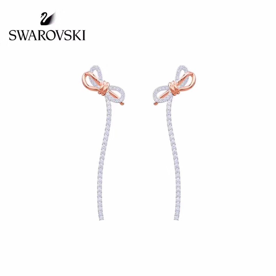 Khuyên tai Swarovski 5512625 mạ vàng hồng thiết kế hình vô cực số 8