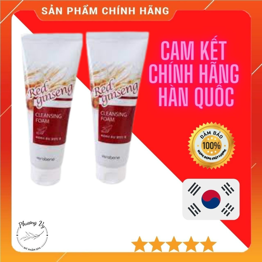 Sữa Rửa Mặt Hồng Sâm Verobene Red Ginseng Cleansing Foam 150ml – [Chính Hãng Hàn Quốc] - Dùng Được Cho Cả Nam Và Nữ