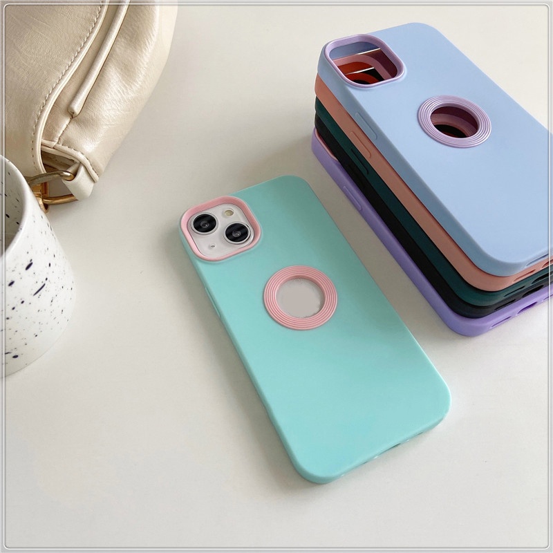 Ốp Điện Thoại Mềm Chống Sốc Màu Tương Phản Có Logo Cho iPhone 14 13 12 11 Pro Max XS XR X 8 + 7 Plus
