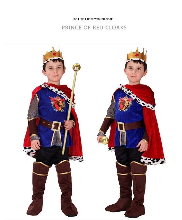 Halloween Trẻ em Cosplay trang phục nam Quần áo Aladdin Vua Hoàng tử Tops + quần + Bộ Thái + Cloak + Belt + dây đeo cổ tay