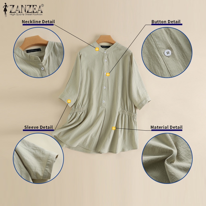 Áo kiểu ZANZEA tay lỡ eo thun cổ tròn thời trang dành cho nữ