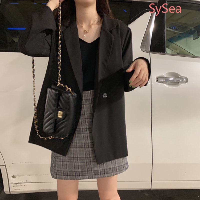 Set Áo Khoác Blazer + Chân Váy Phong Cách Hàn Quốc Cho Nữ
