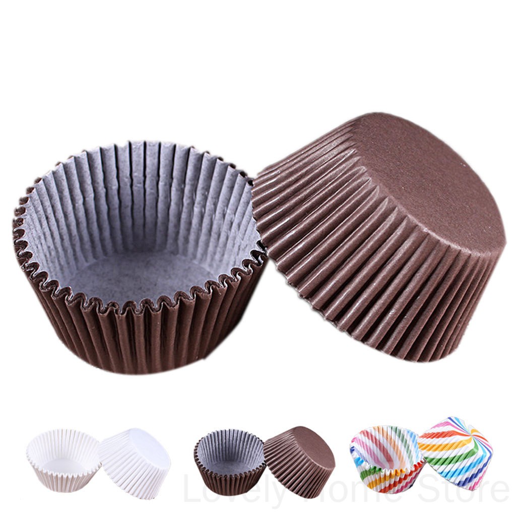 Set 100 Đế Giấy Lót Bánh Cupcake Nhiều Màu