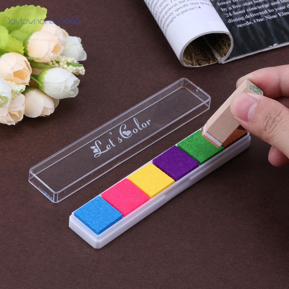 Joeღ HOT! Hidup bahagia DIY Scrapbooking Colorful Ink Pad Stamp Decor 6 Colors Fingerprint Inkpad