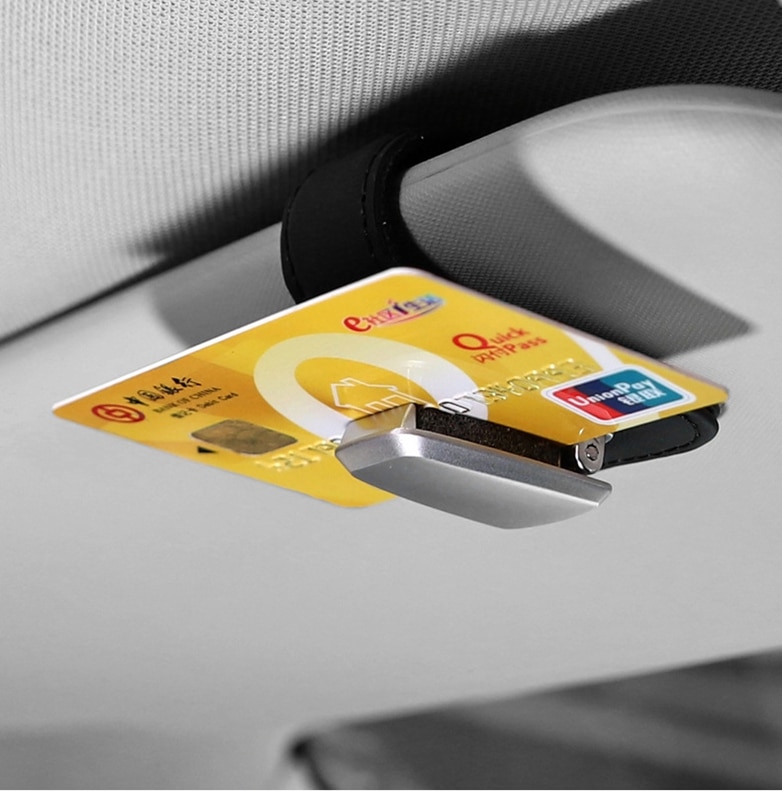 Kẹp Giữ Mắt Kính/Mắt Kính Bằng Hợp Kim Nhôm Phối Da Đa Năng Tiện Dụng Cho Xe Hơi