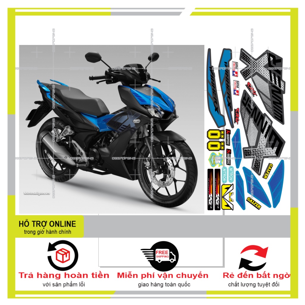 TEM XE WINNER X MẪU ZIN XANH ĐEN -- SHIN DECAL 2