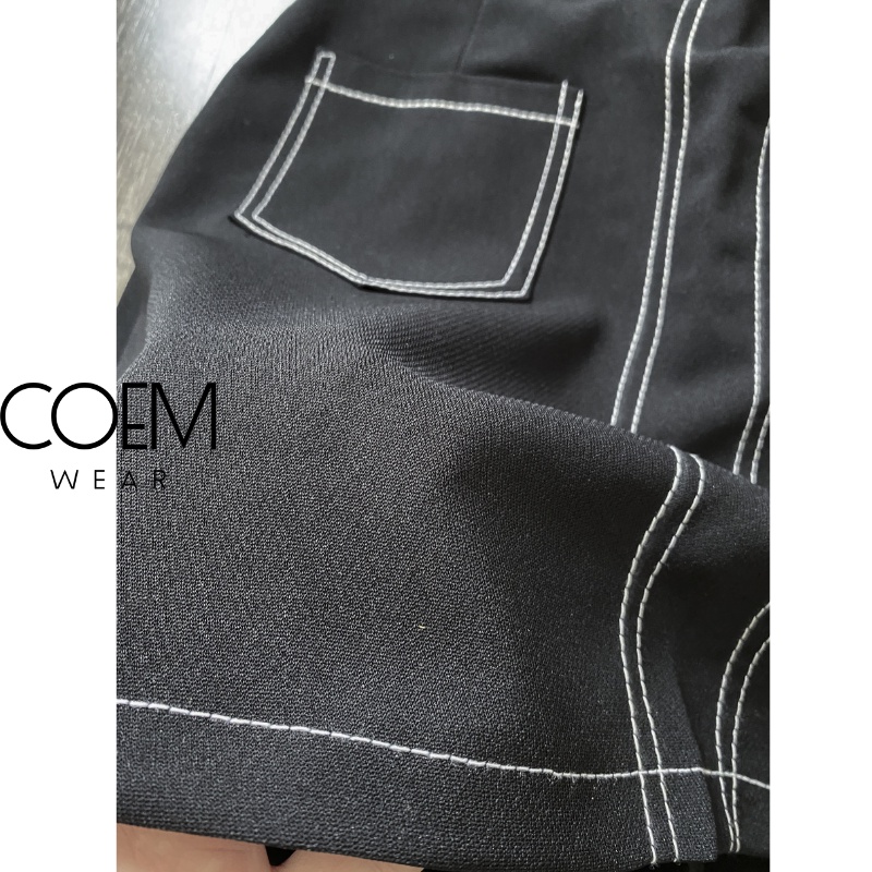 Chân váy đen chữ A chỉ viền dáng ngắn CW123