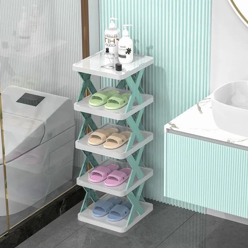 Kệ để giày dép 5 tầng chữ X thông minh có thể tháo lắp gấp gọn, kệ để đồ trang trí đa năng mẫu mới