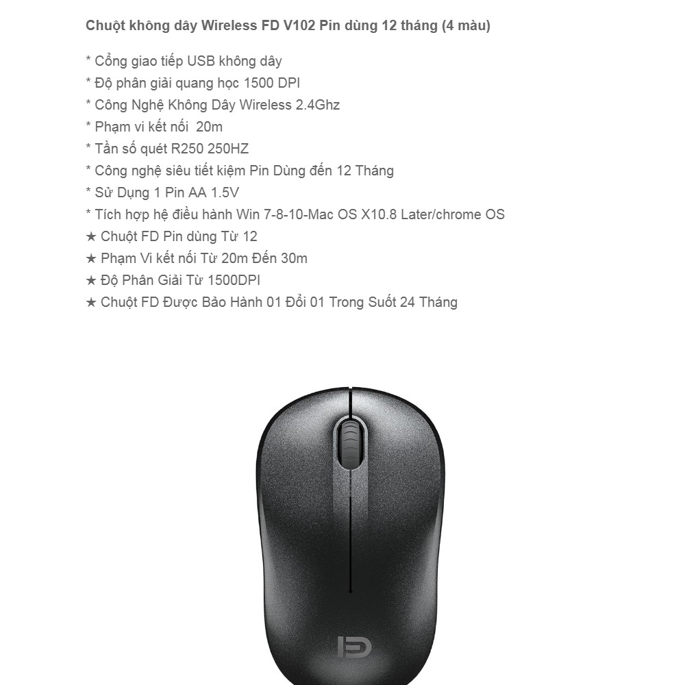 Chuột không dây Wireless FD - V102 Pin dùng 12T (4 màu)