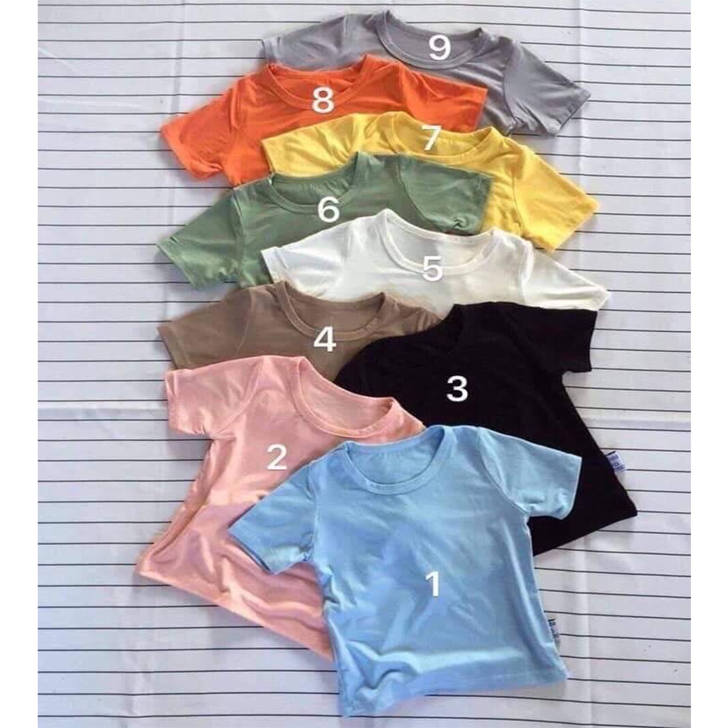 Áo phông cộc tay trơn cho bé trai và gái LILIKIDS Chất liệu thun lạnh dáng khỏe khoắn phối đồ cực dễ AP16