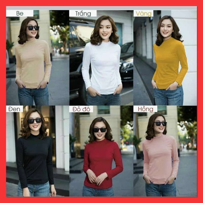 Áo giữ nhiệt nữ cổ cao thu đông phong cách Hàn Quốc, Áo giữ nhiệt thu đông nữ dài tay