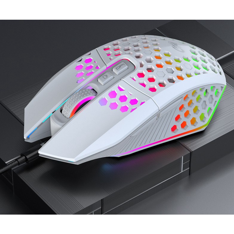 Chuột Gaming Không Dây X801 Thiết Kế Độc Lạ Có Đèn LED Phát Sáng Nhiều Màu Thiết Kế Hiện Đại Phong Cách