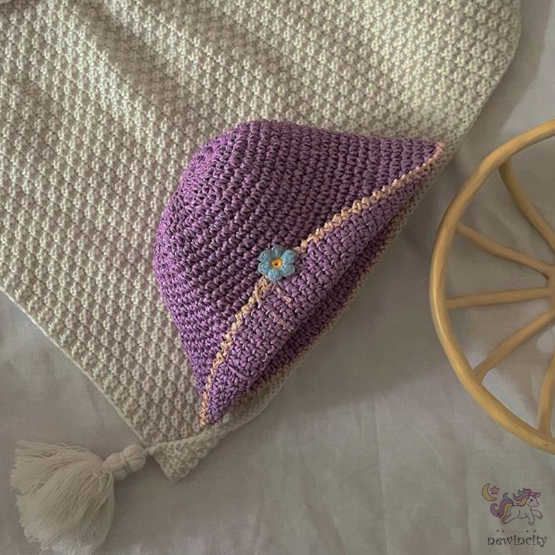 Mũ Rộng Vành Đính Hoa Xinh Xắn Cho Bé Gái