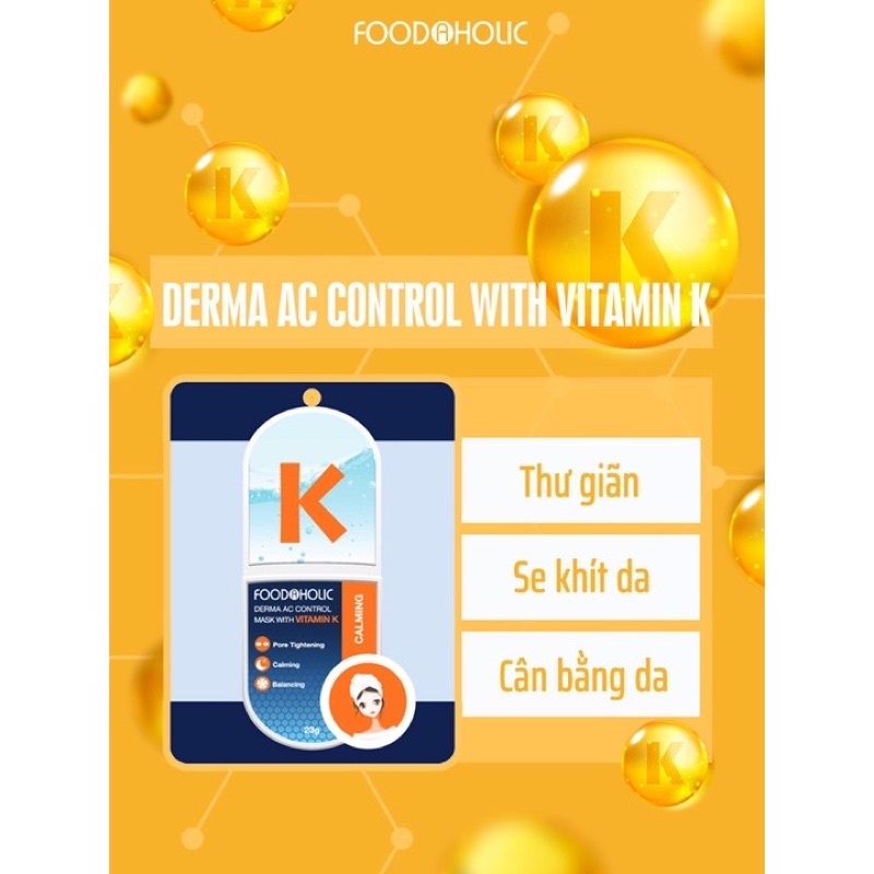 Mặt Nạ Làm Dịu Giúp Da Thư Giãn Chiết Xuất Vitamin K Foodaholic Derma AC Control Mask 23g