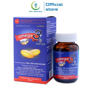 Viên dầu cá Omega 3 Vinh Gia bổ não, sáng mắt, khỏe tim mạch 100 viên