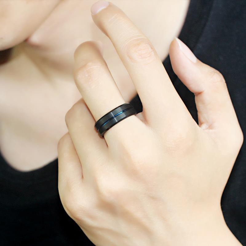 Nhẫn thép titan khắc 8mm thời trang cá tính cho nam nữ đính hôn đám cưới mẫu 6-12