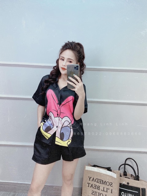 BỘ/SET LỤA PIJAMA ÁO CỘC - QUẦN ĐÙI VỊT DONAL SIÊU XINH