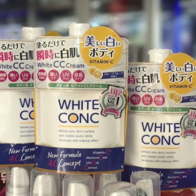 Sữa dưỡng thể trắng da White Conc Body CC Cream With Vitamin C 200g Hàng xách tay [Có bill Nhật]