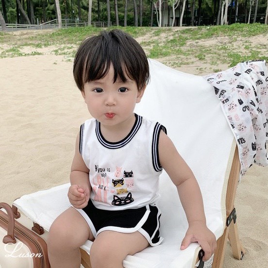 Bộ cotton bé trai/bé gái❤M0036❤Đồ bộ cho bé chất Cotton mềm mịn, thiết kế chạy viền thể thao khỏe khoắn năng động.