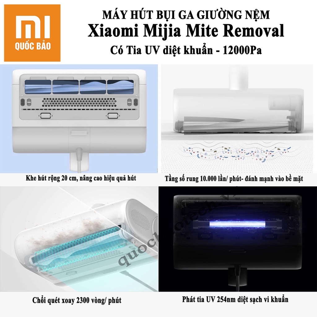 Máy hút bụi giường, nệm Sopha Xiaomi Mijia Mite Removal- Có tia UV diệt khuẩn- lực hút 12.000 PA